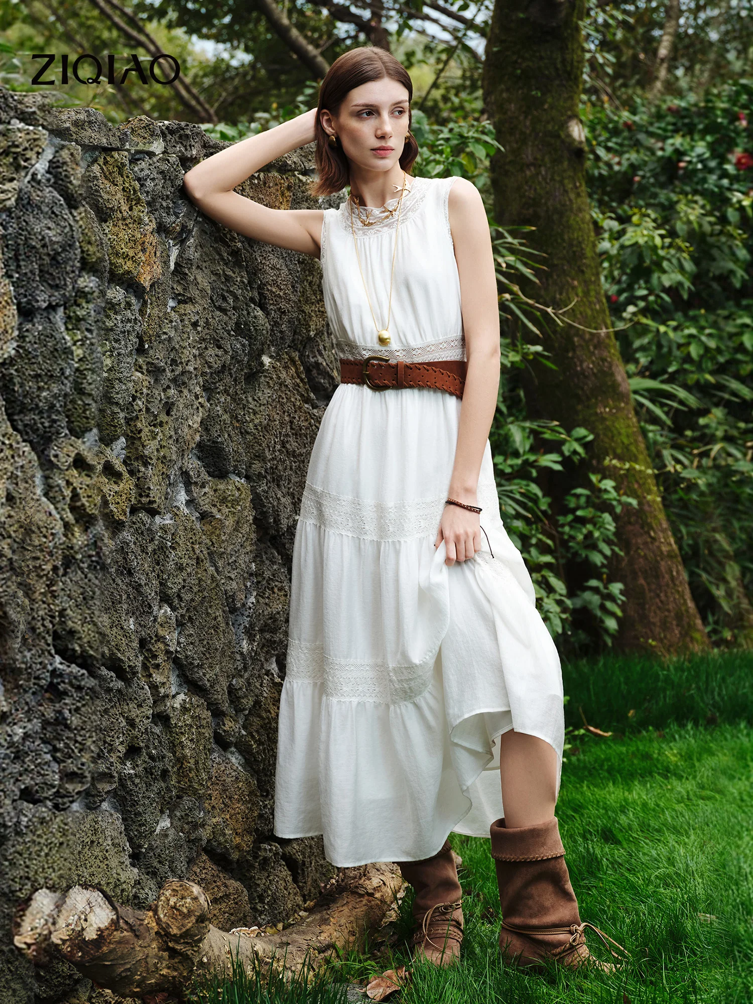 ZIQIAO 2026 Summer Women's Acetate and Lace Overlay Tiered Dress - Sleeveless Elegant for Resort and Special Events
ZIQIAO 2026 Summer Women's Acetate and Lace Overlay Tiered Dress - Sleeveless Elegant for Resort and Special Events