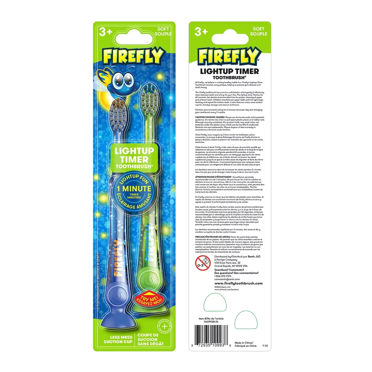 Firefly Kids' Light-Up Timer Manual Toothbrush - Soft - 2ct
Firefly Kids' Light-Up Timer Manual Toothbrush - Soft - 2ct