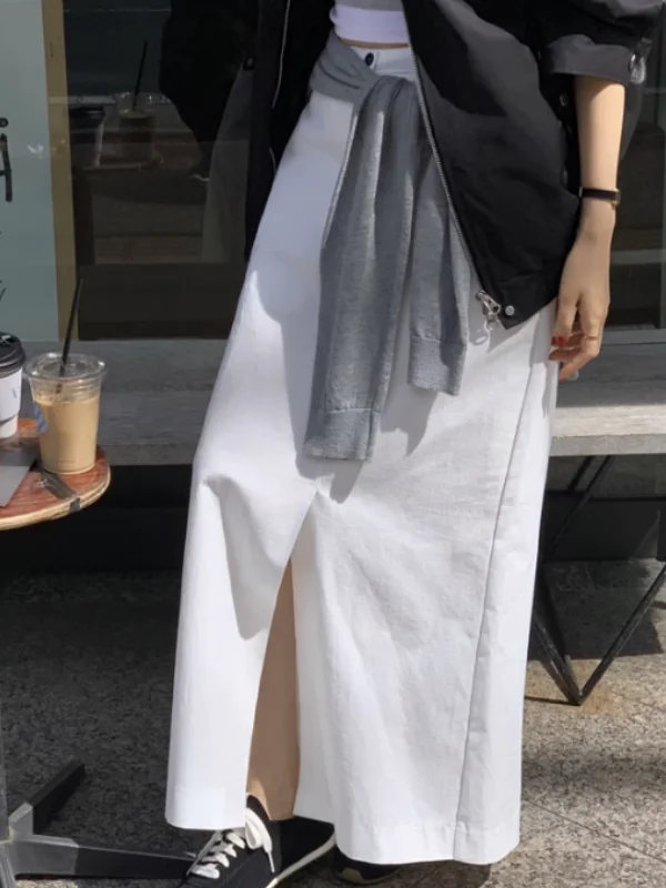High Waist Straight Cut Pure Color Split Design Summer New Women's Skirt Korean Style All-Match Long Half Skirt
High Waist Straight Cut Pure Color Split Design Summer New Women's Skirt Korean Style All-Match Long Half Skirt