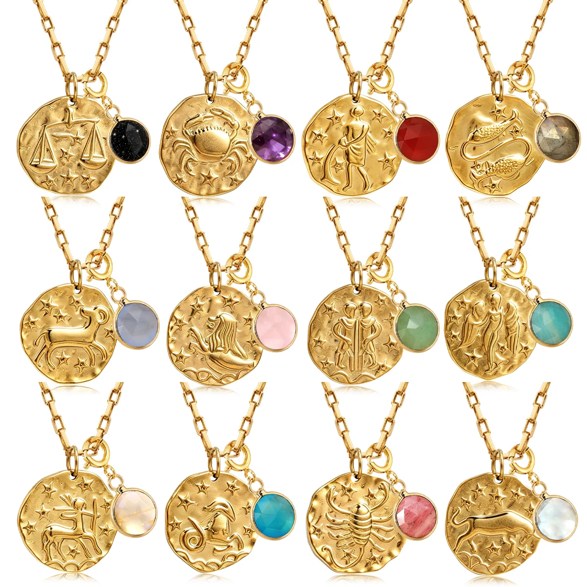 12 Zodiac Stainless Steel Women's Necklace Birthstone Zodiac Round Pendant Necklace Sweater Chain Amulet Color Christmas Gift
12 Zodiac Stainless Steel Women's Necklace Birthstone Zodiac Round Pendant Necklace Sweater Chain Amulet Color Christmas Gift