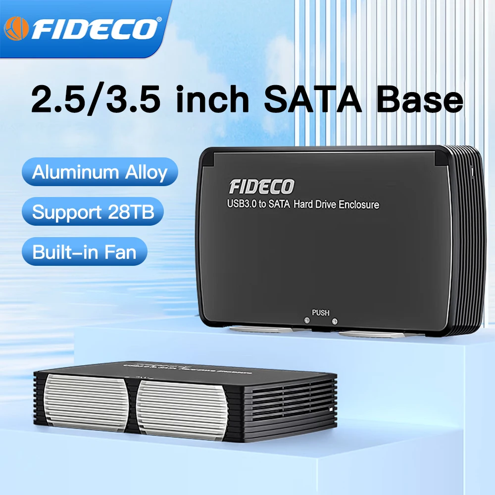 FIDECO 3.5" Hard Drive Enclosure USB3.0 to SATA Aluminium External Hard HDD Case with Built-in Cooling Fan for 3.5/2.5 Inch HDD
FIDECO 3.5" Hard Drive Enclosure USB3.0 to SATA Aluminium External Hard HDD Case with Built-in Cooling Fan for 3.5/2.5 Inch HDD