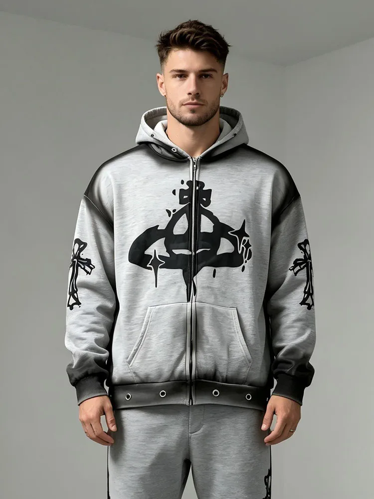 Y2K dark punk high street style vintage spray painted zipper hooded sweatshirt graffiti print eye-catching design casual
Y2K dark punk high street style vintage spray painted zipper hooded sweatshirt graffiti print eye-catching design casual