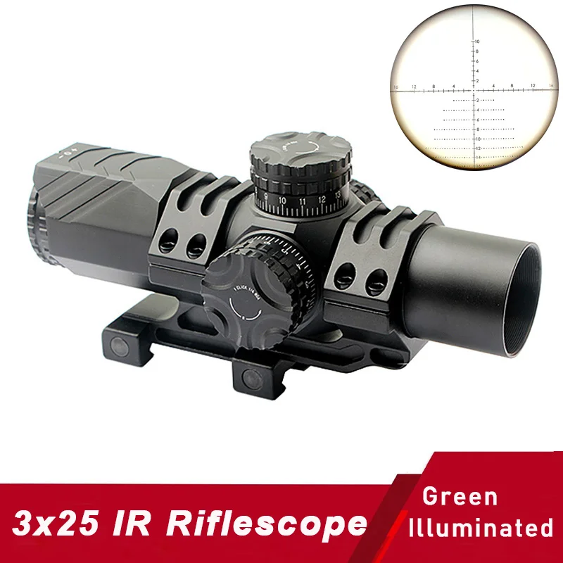 3x25 IR Riflescope Tactical Compact Green Dot Optics Holographic Collimator Sight Green Illuminated Reticle With Weaver Mount
3x25 IR Riflescope Tactical Compact Green Dot Optics Holographic Collimator Sight Green Illuminated Reticle With Weaver Mount
