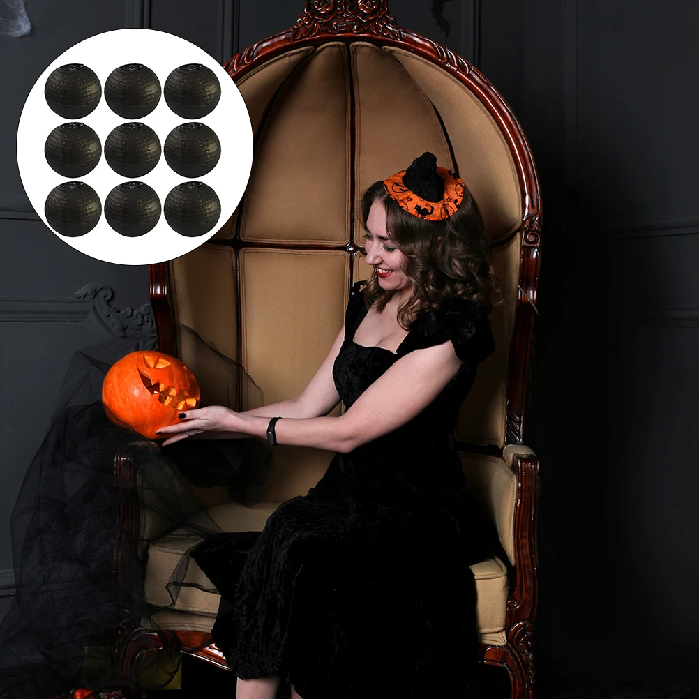 9Pcs Halloween Black Round Plastic Hanging Lanterns Set Decorative Lights For Ghost Festival Halloween Party Decoration 20cm
9Pcs Halloween Black Round Plastic Hanging Lanterns Set Decorative Lights For Ghost Festival Halloween Party Decoration 20cm