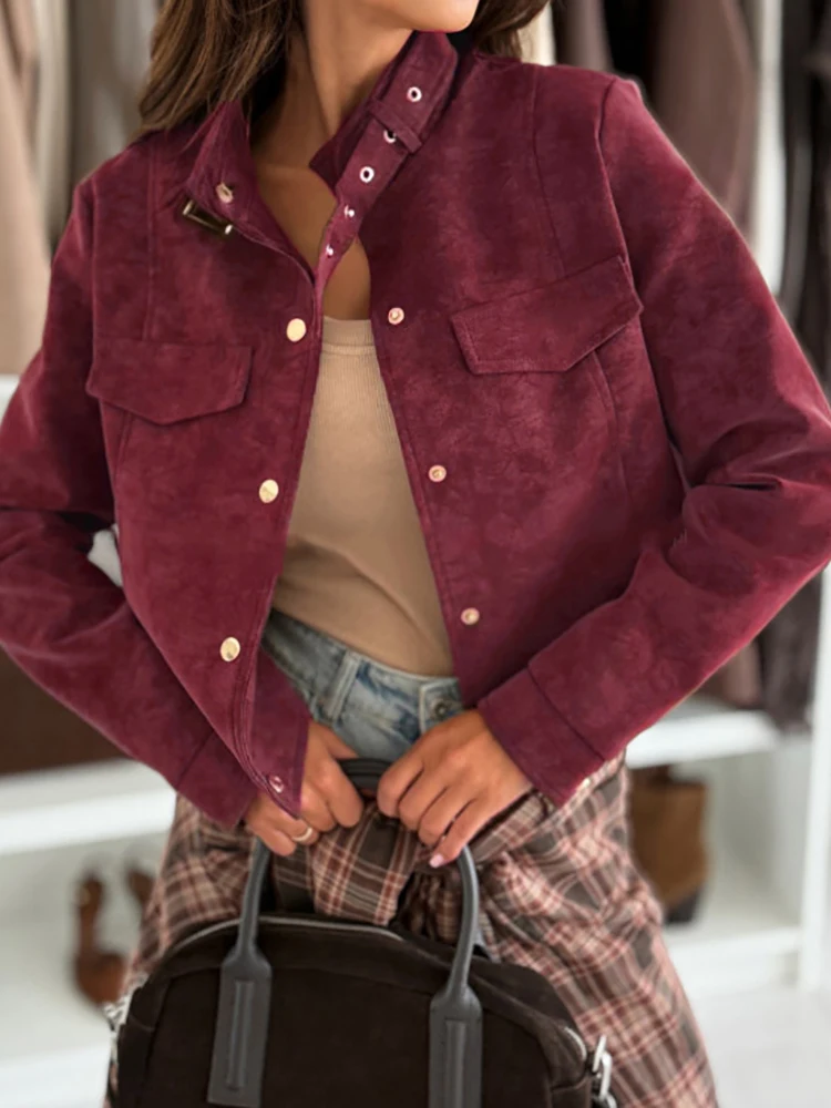 Women Stand Collar Patchwork Solid Jacket Long Sleeve Single-Breasted Loose Chic Fashion Outerwear for Spring Autumn Streetwear
Women Stand Collar Patchwork Solid Jacket Long Sleeve Single-Breasted Loose Chic Fashion Outerwear for Spring Autumn Streetwear