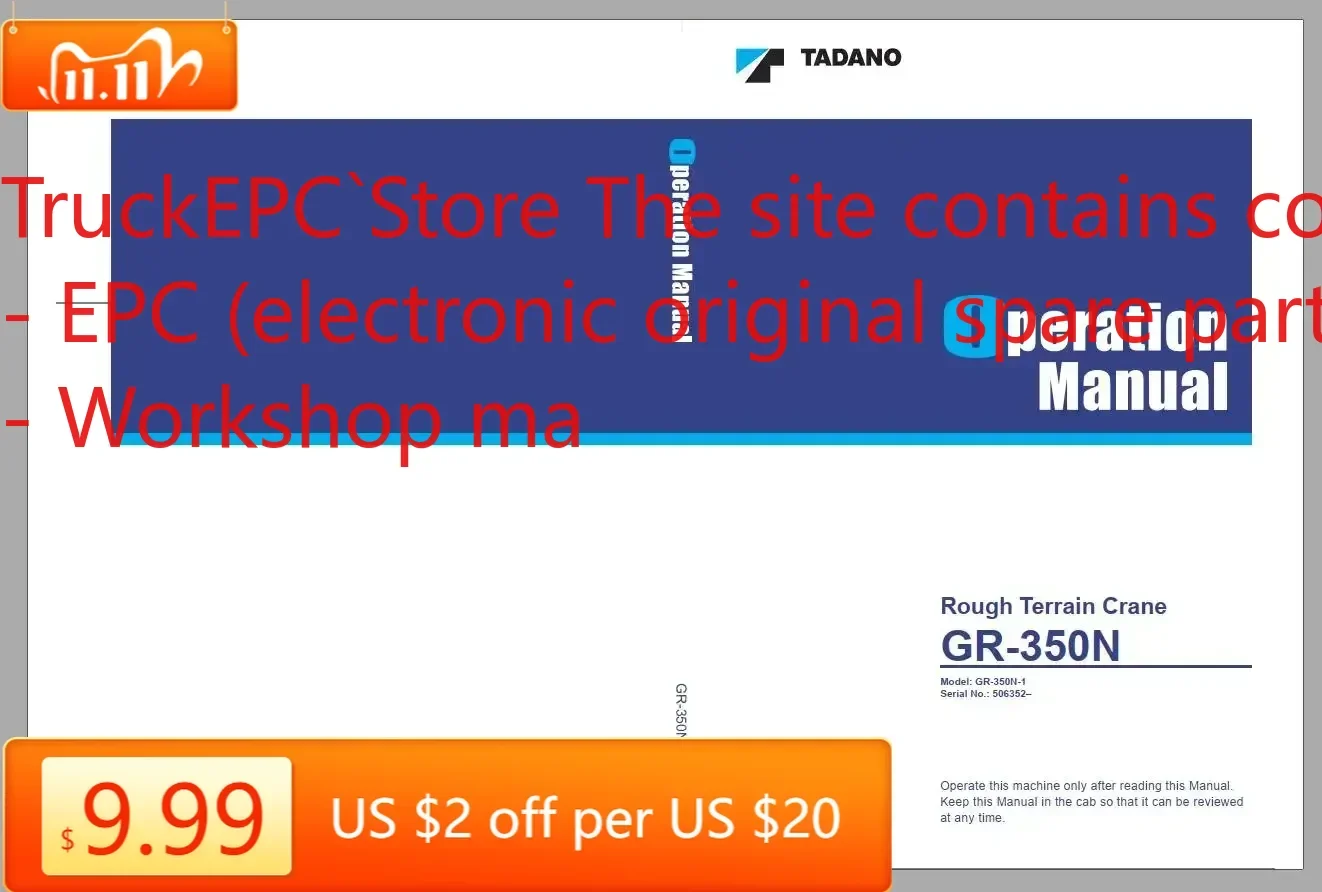 Мобильный кран TruckEPC Tadano 2021, DVD серии GR,GT,TC,TL,TT,TR, все модели, руководство по техническому обслуживанию
Мобильный кран TruckEPC Tadano 2021, DVD серии GR,GT,TC,TL,TT,TR, все модели, руководство по техническому обслуживанию