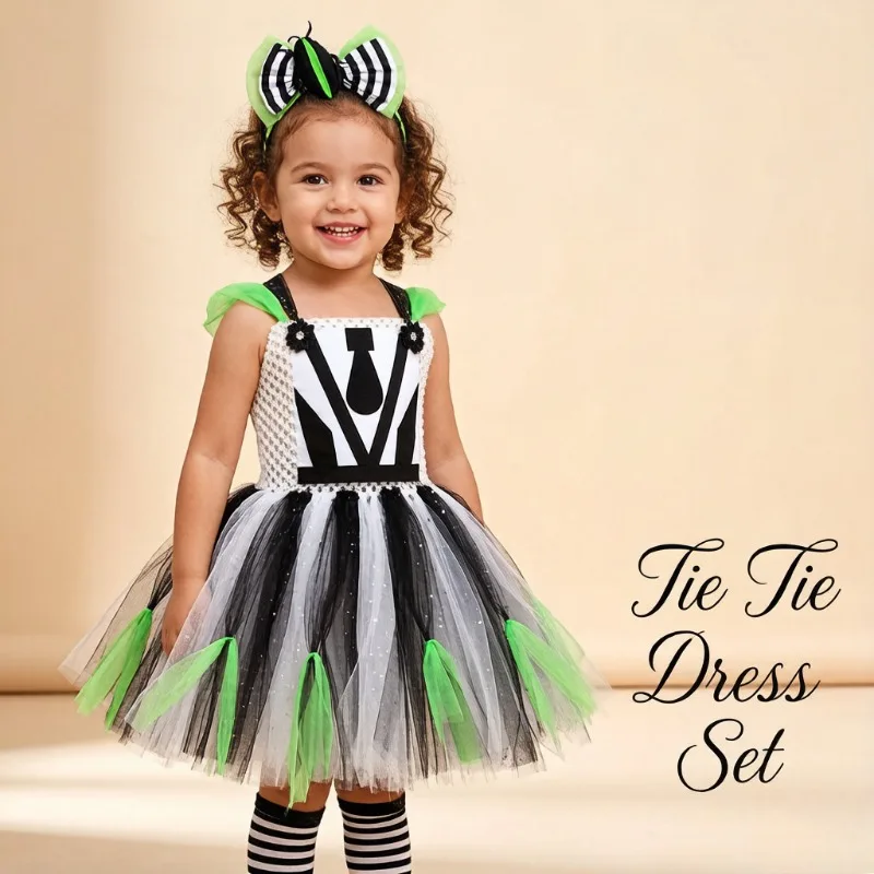 Halloween Black White Striped Cosplay Outfit Puffy Skirt Set Gothic Ghost Roleplay Costume for Carnival Dress Up Theme Party
Halloween Black White Striped Cosplay Outfit Puffy Skirt Set Gothic Ghost Roleplay Costume for Carnival Dress Up Theme Party