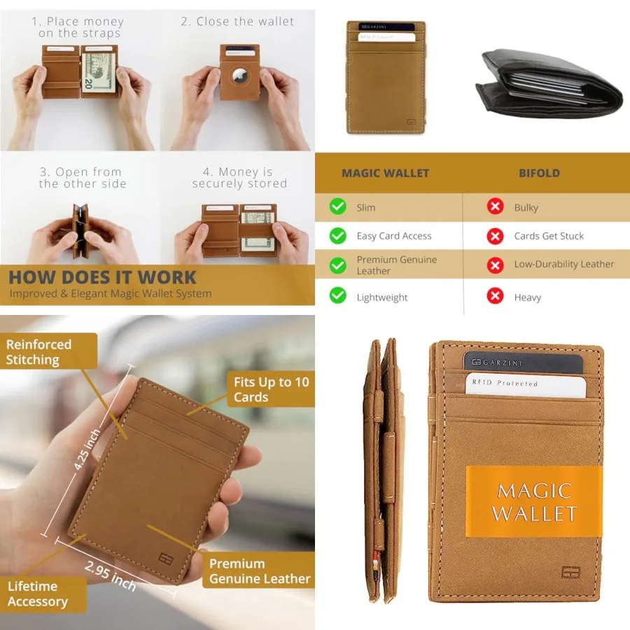 Magic Wallet For Men, Minimalist Wallet with RFID card holder, Leather Wallet for 10 cards
Magic Wallet For Men, Minimalist Wallet with RFID card holder, Leather Wallet for 10 cards