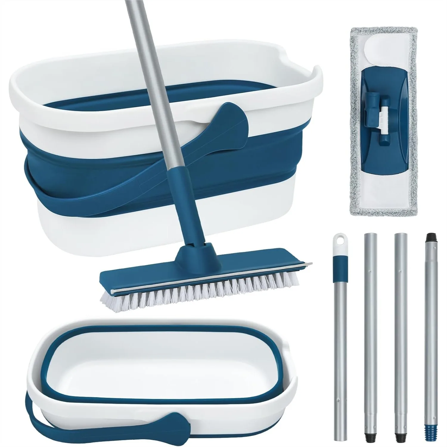 Collapsible Mop and Bucket Set with Scrub Broom, Microfiber Flat Mop for Hardwood Floor Cleaning, Foldable Bucket with Pour
Collapsible Mop and Bucket Set with Scrub Broom, Microfiber Flat Mop for Hardwood Floor Cleaning, Foldable Bucket with Pour