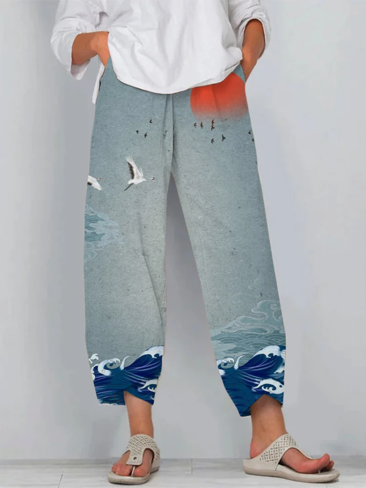 Straight Pants Ankle Length Printed Great Wave Kanagawa Japanese Style Summer Casual Joggers Streetwear Trousers Women Clothing
Straight Pants Ankle Length Printed Great Wave Kanagawa Japanese Style Summer Casual Joggers Streetwear Trousers Women Clothing