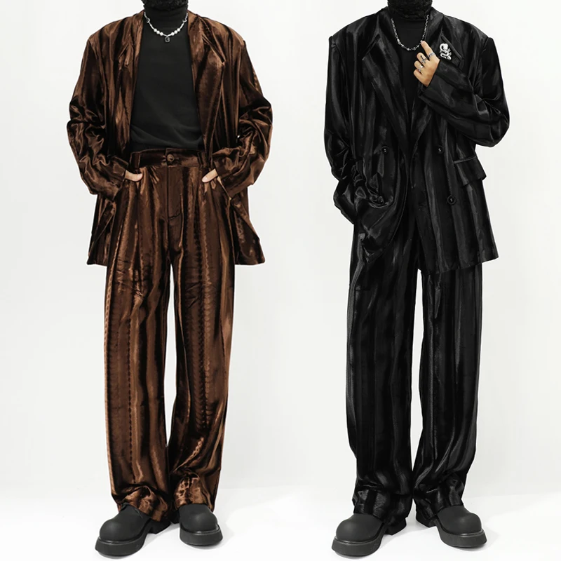 NDNBF Original Men's New Fashion Set Autumn Retro Loose Double breasted Suit Straight Pants Velvet Two Piece Set
NDNBF Original Men's New Fashion Set Autumn Retro Loose Double breasted Suit Straight Pants Velvet Two Piece Set