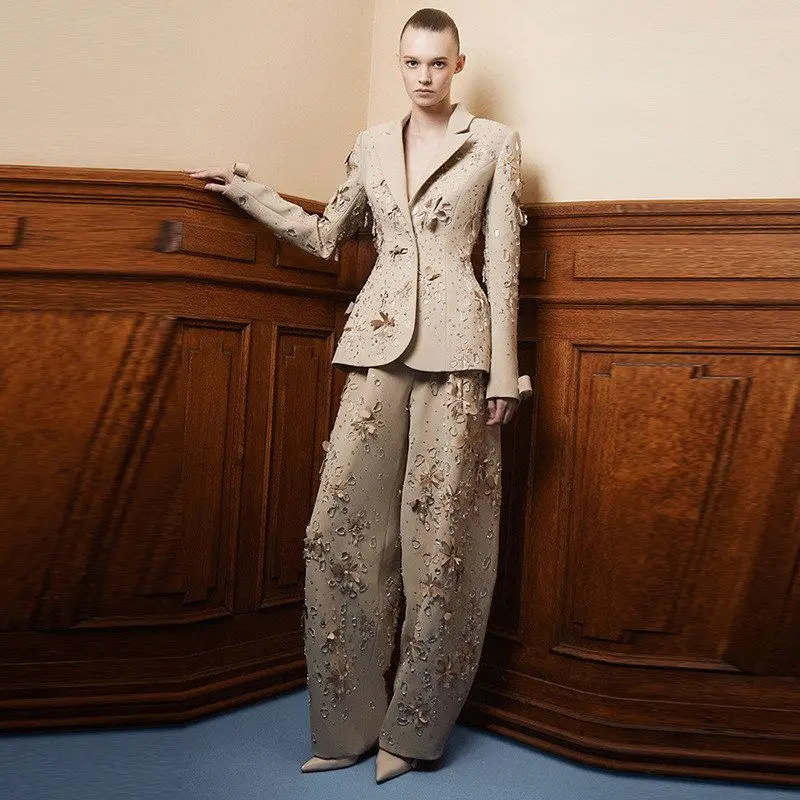 Spring Summer 2026 New Heavy Embellished Suit Pants Set Two Piece Set Celebrity Fashion Elegant Long Pants Suit Women's Wear
Spring Summer 2026 New Heavy Embellished Suit Pants Set Two Piece Set Celebrity Fashion Elegant Long Pants Suit Women's Wear