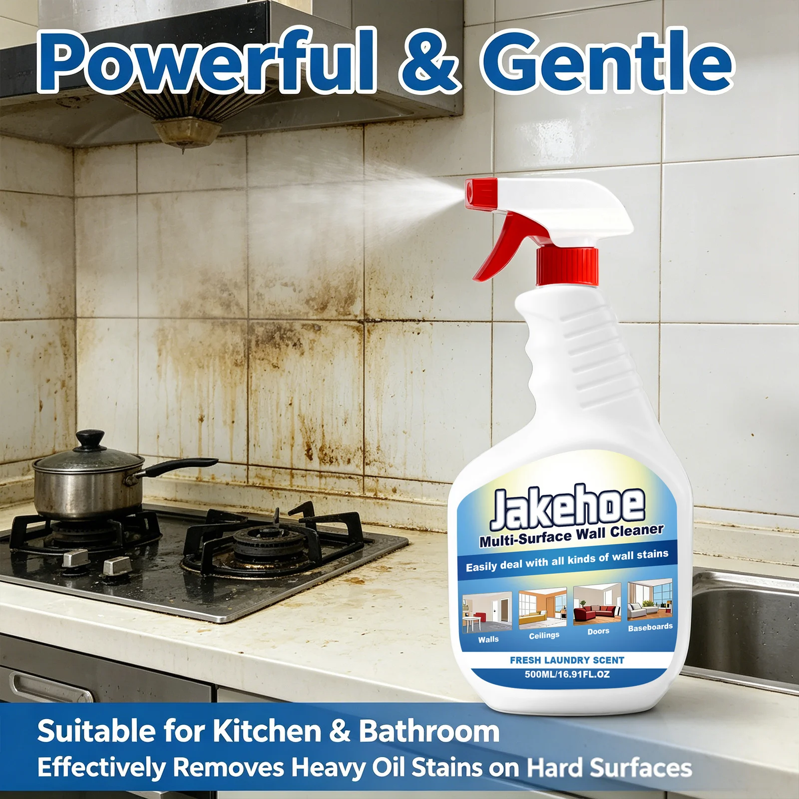 Multi-surface Wall Cleaner Effectively Removing Fingerprints & Crayon Marks Freshing Aroma Save Time Wall Decontamination Spray
Multi-surface Wall Cleaner Effectively Removing Fingerprints & Crayon Marks Freshing Aroma Save Time Wall Decontamination Spray