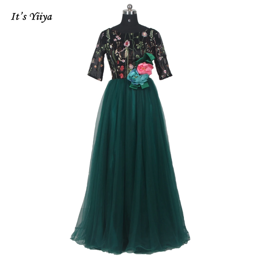 It's YiiYa Green Tulle Evening Dresses Embroidery O-neck Half Sleeves A-line Floor Length Plus size Women Party Dress CH089
It's YiiYa Green Tulle Evening Dresses Embroidery O-neck Half Sleeves A-line Floor Length Plus size Women Party Dress CH089