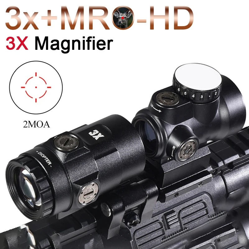 Tactical Holographic 2MOA Red Dot Sight with 3X Magnifier Airsoft Gun Accessoirey for Hunting Rifle 20-22mm Rail Mount
Tactical Holographic 2MOA Red Dot Sight with 3X Magnifier Airsoft Gun Accessoirey for Hunting Rifle 20-22mm Rail Mount