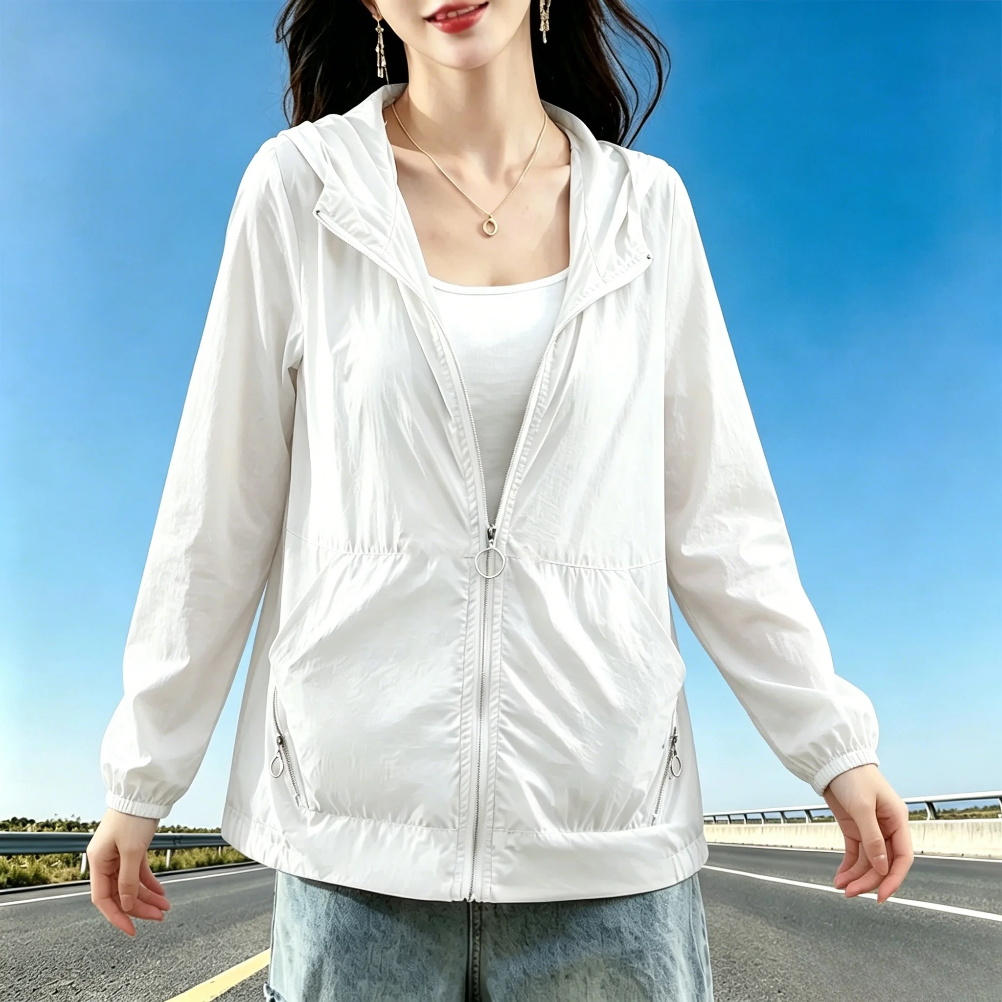 Women's plus Size Summer New Loose Fit Long Sleeve Sun Protection Shirt Thin Outerwear Casual Style Commute Windbreaker
Women's plus Size Summer New Loose Fit Long Sleeve Sun Protection Shirt Thin Outerwear Casual Style Commute Windbreaker