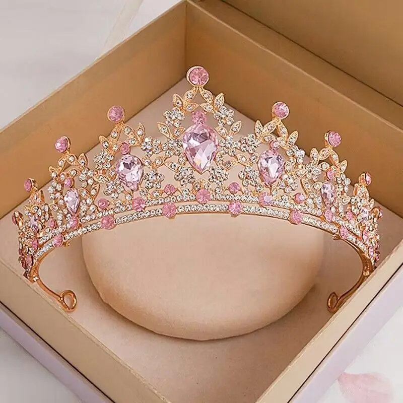 Crown Tiara High Fashion Bride Wedding Hair Accessories Princess Pink Crown New Style
Crown Tiara High Fashion Bride Wedding Hair Accessories Princess Pink Crown New Style