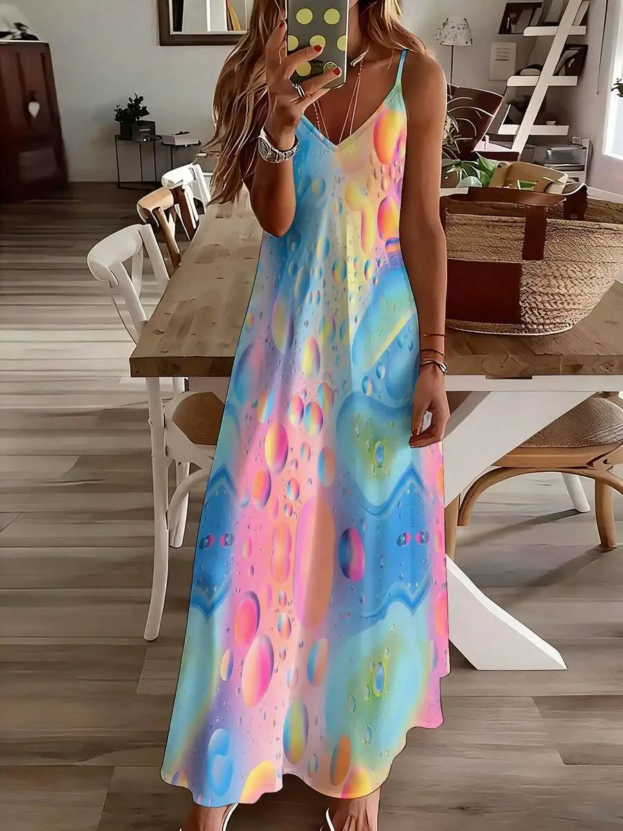Colorful Bubble Print Spaghetti Strap Maxi Dress For Women Summer Casual Beach Vacation
Colorful Bubble Print Spaghetti Strap Maxi Dress For Women Summer Casual Beach Vacation