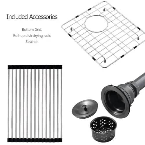 16 Gauge Deep Gunmetal Black Stainless Steel Undermount Sink 20x17 Inch For Small Kitchen Bar With Accessories
16 Gauge Deep Gunmetal Black Stainless Steel Undermount Sink 20x17 Inch For Small Kitchen Bar With Accessories
