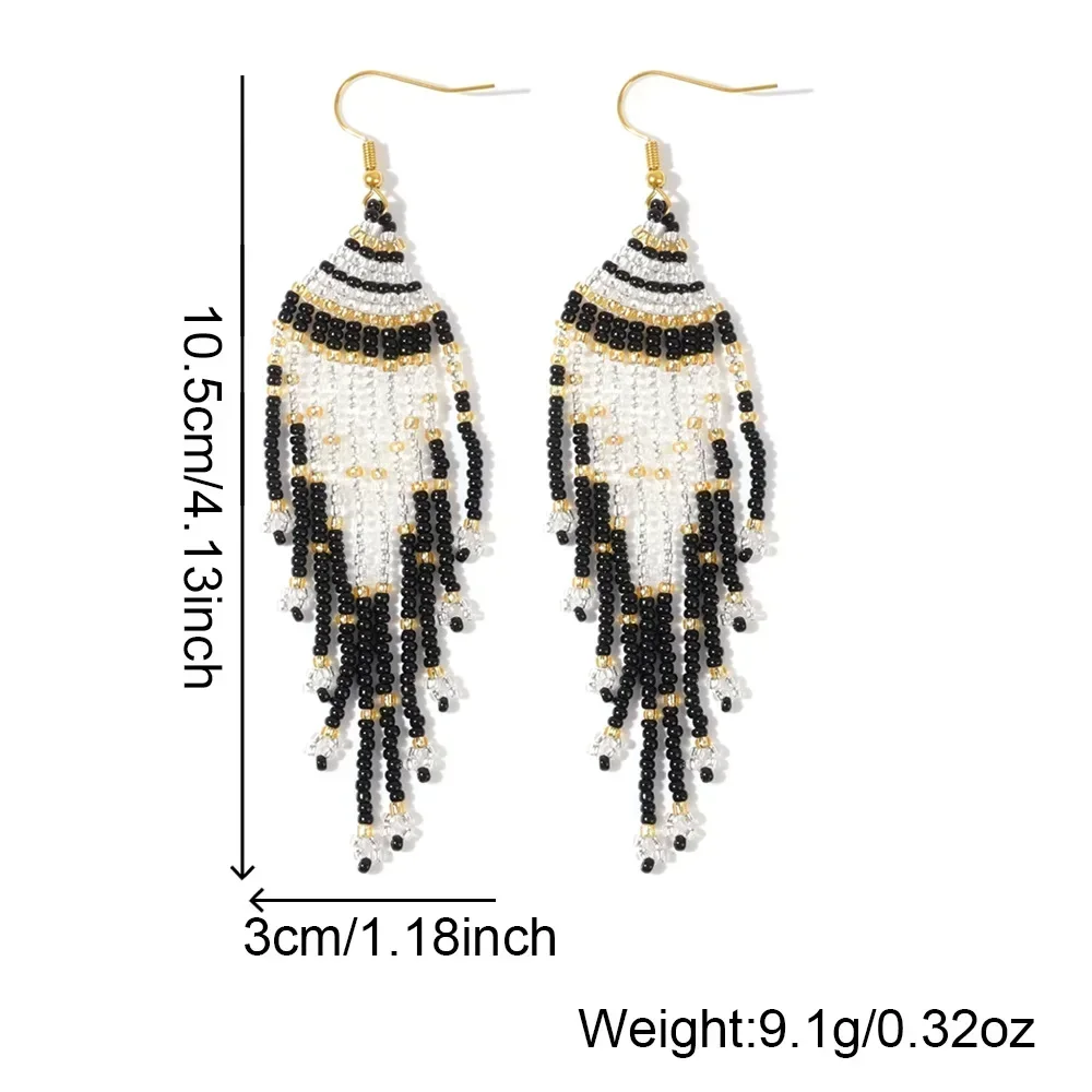 Retro Bohemia Tassel Earrings Hand-Knitted Geometric Simple Rice Bead Alloy Fashion Jewelry for Versatile Personality
Retro Bohemia Tassel Earrings Hand-Knitted Geometric Simple Rice Bead Alloy Fashion Jewelry for Versatile Personality