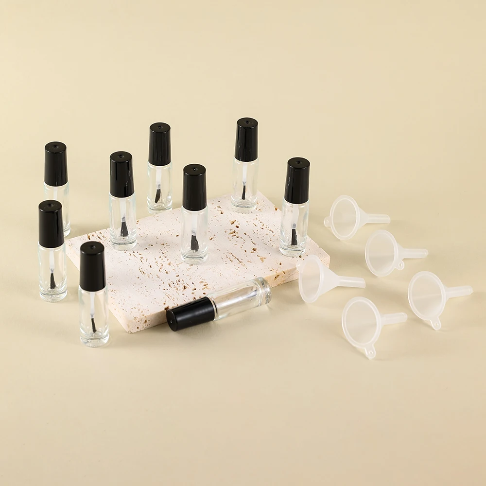 10PCS 3.5ML Small Empty Black Lid Clear Nail Polish Glass Bottles Refillable with Brush Cap and 5 Funnel for Nail Art Sample
10PCS 3.5ML Small Empty Black Lid Clear Nail Polish Glass Bottles Refillable with Brush Cap and 5 Funnel for Nail Art Sample