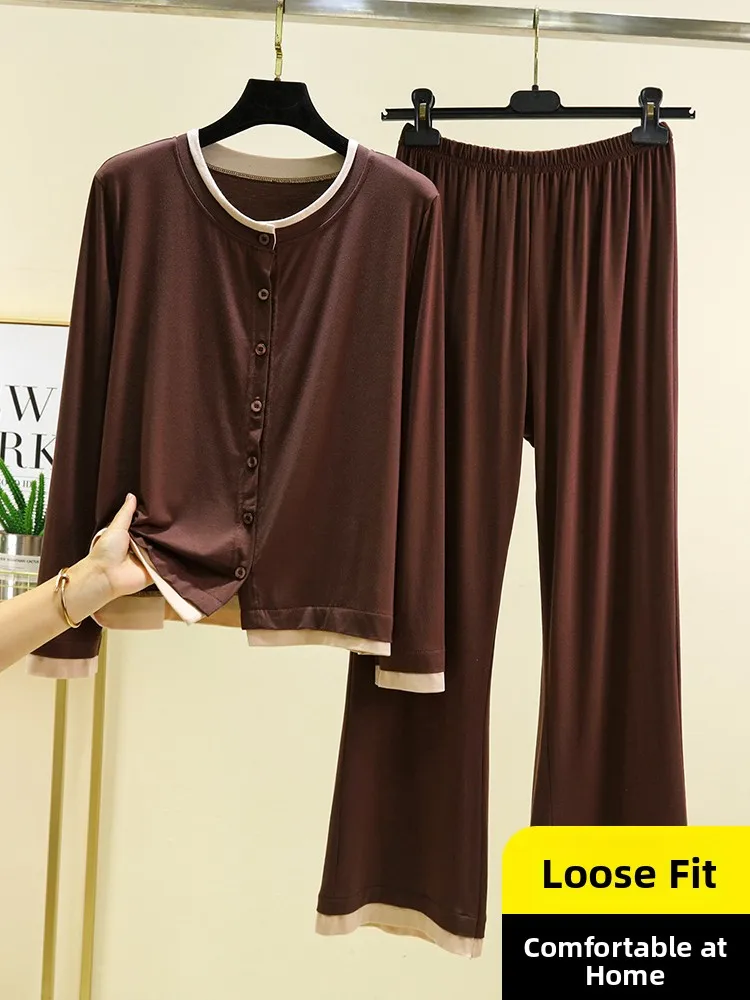 Комплект одежды из модала, женская тонкая повседневная длинная домашняя одежда, комплект из двух предметов, однотонная удобная ночная рубашка большого размера
Комплект одежды из модала, женская тонкая повседневная длинная домашняя одежда, комплект из двух предметов, однотонная удобная ночная рубашка большого размера