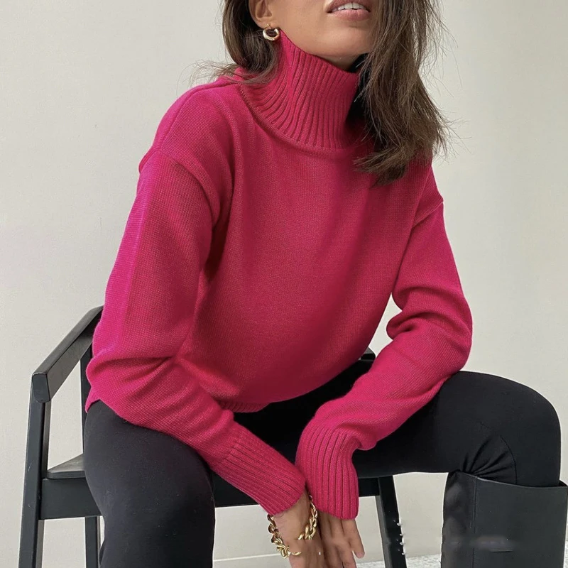 Autumn Winter Women's High Collar Loose Knitted Sweater Multi Color Long Sleeve Thicked Warm Pullover Sweaters
Autumn Winter Women's High Collar Loose Knitted Sweater Multi Color Long Sleeve Thicked Warm Pullover Sweaters