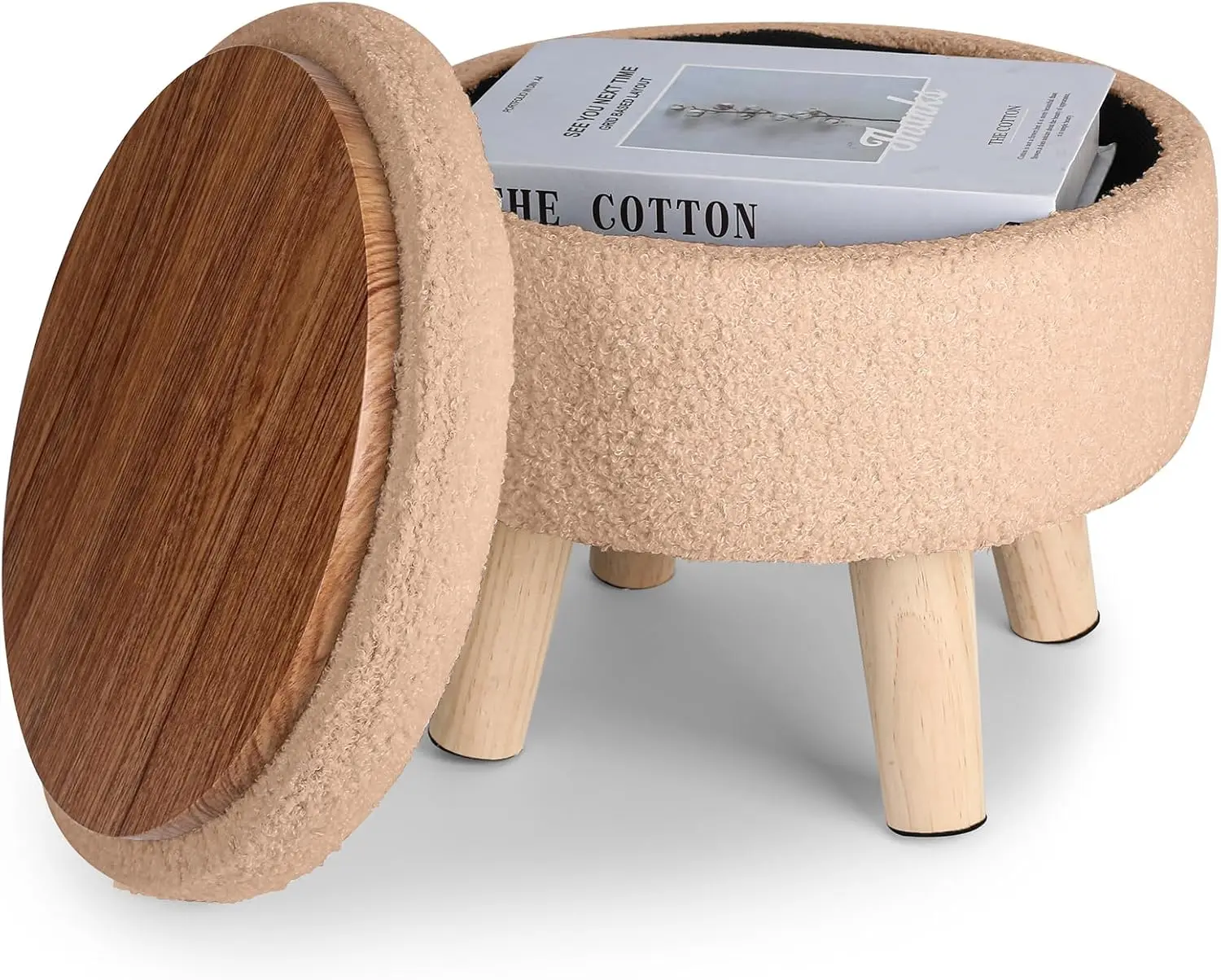 Storage Ottoman,Round Pouf Footrest With Storage,Teddy Velvet Foot Stool With Wood Legs, Accent Foot Rest For Chair, Soft
Storage Ottoman,Round Pouf Footrest With Storage,Teddy Velvet Foot Stool With Wood Legs, Accent Foot Rest For Chair, Soft