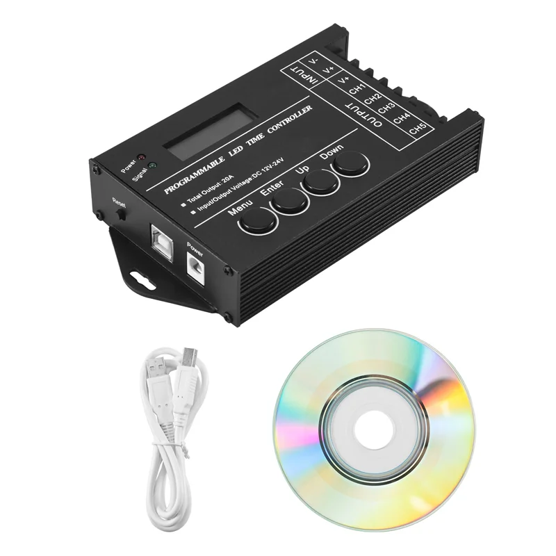A43T TC420 Time Programmable RGB LED Controller DC12V-24V 5 Channel LED Timing Dimmer
A43T TC420 Time Programmable RGB LED Controller DC12V-24V 5 Channel LED Timing Dimmer