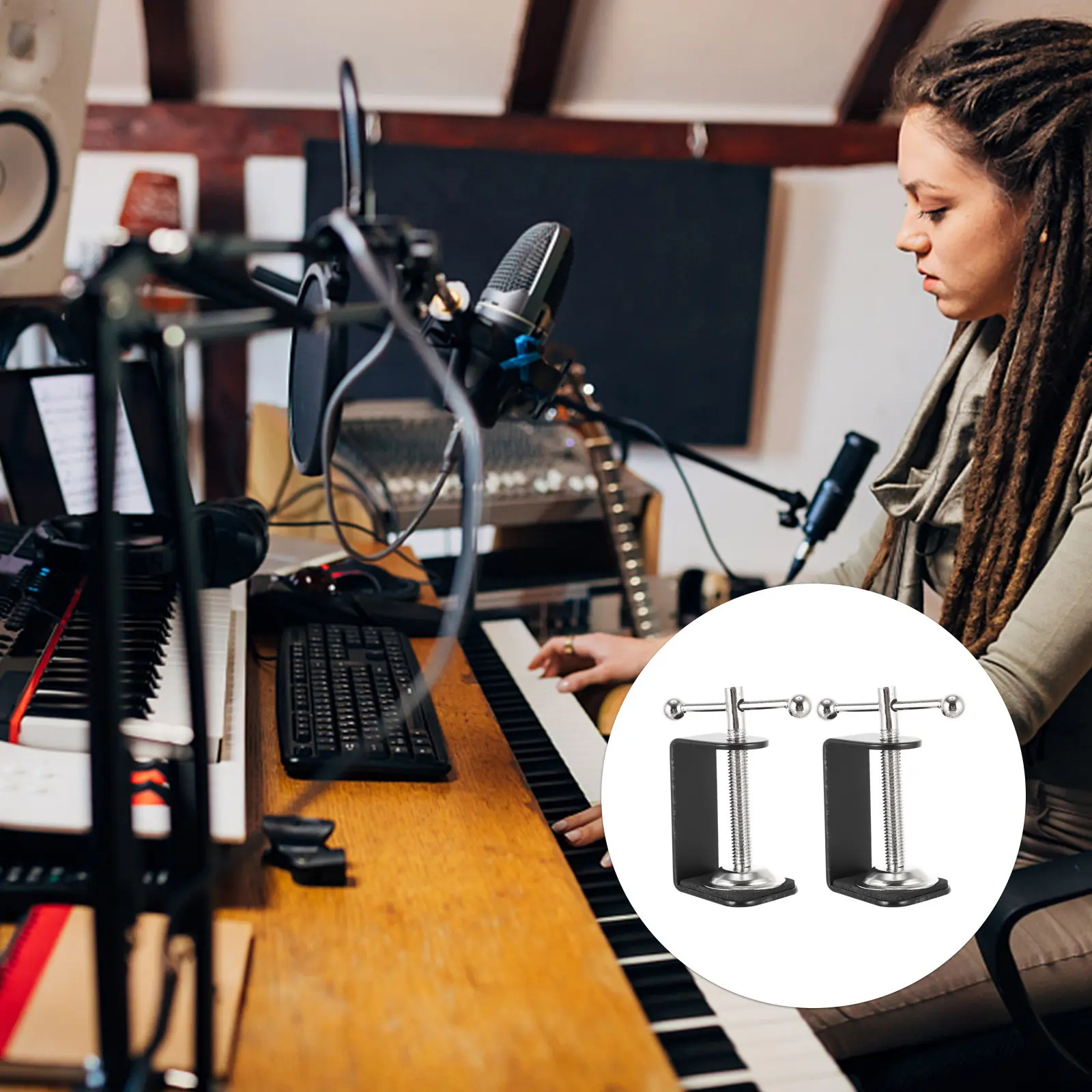 2Pcs Metal -Clamps Table Mount Desk Adjustable Clamp Silicone Padding Protection Retaining Clips Table Mount Clamps
2Pcs Metal -Clamps Table Mount Desk Adjustable Clamp Silicone Padding Protection Retaining Clips Table Mount Clamps