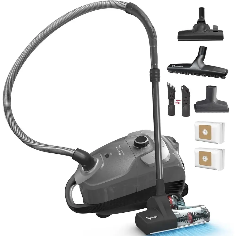 C11WT Bagged Canister Vacuum Cleaner, Wel Turbo Brush or Pet Hair (Cat & Dog), HEPA iltration, 33t Cleaning Radius, with Retract
C11WT Bagged Canister Vacuum Cleaner, Wel Turbo Brush or Pet Hair (Cat & Dog), HEPA iltration, 33t Cleaning Radius, with Retract