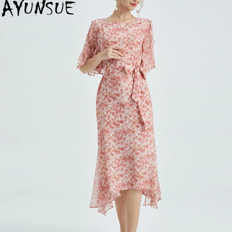 AYUNSUE 100% Natural Mulberry Silk Summer Dress Women Clothing Floral Elegant Womens Dresses Fashion Split Vestidos De Mujer
AYUNSUE 100% Natural Mulberry Silk Summer Dress Women Clothing Floral Elegant Womens Dresses Fashion Split Vestidos De Mujer