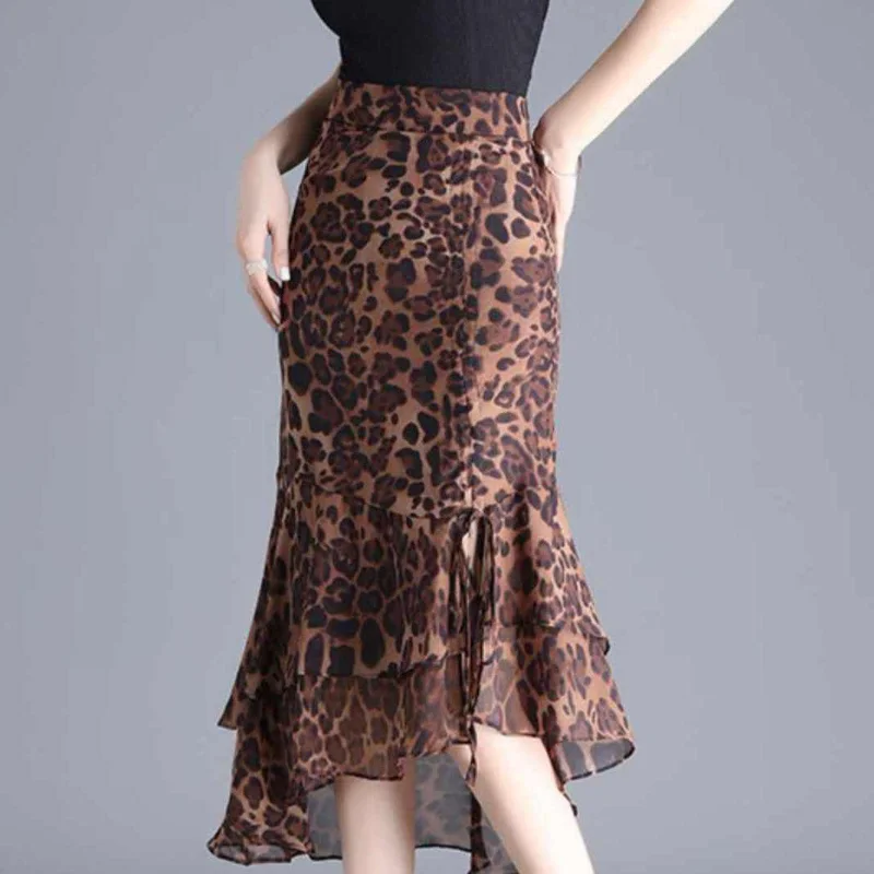 Women's Leopard Print High Waist Mermaid Skirt Irregular Hem Chiffon Summer Midi Skirt
Women's Leopard Print High Waist Mermaid Skirt Irregular Hem Chiffon Summer Midi Skirt