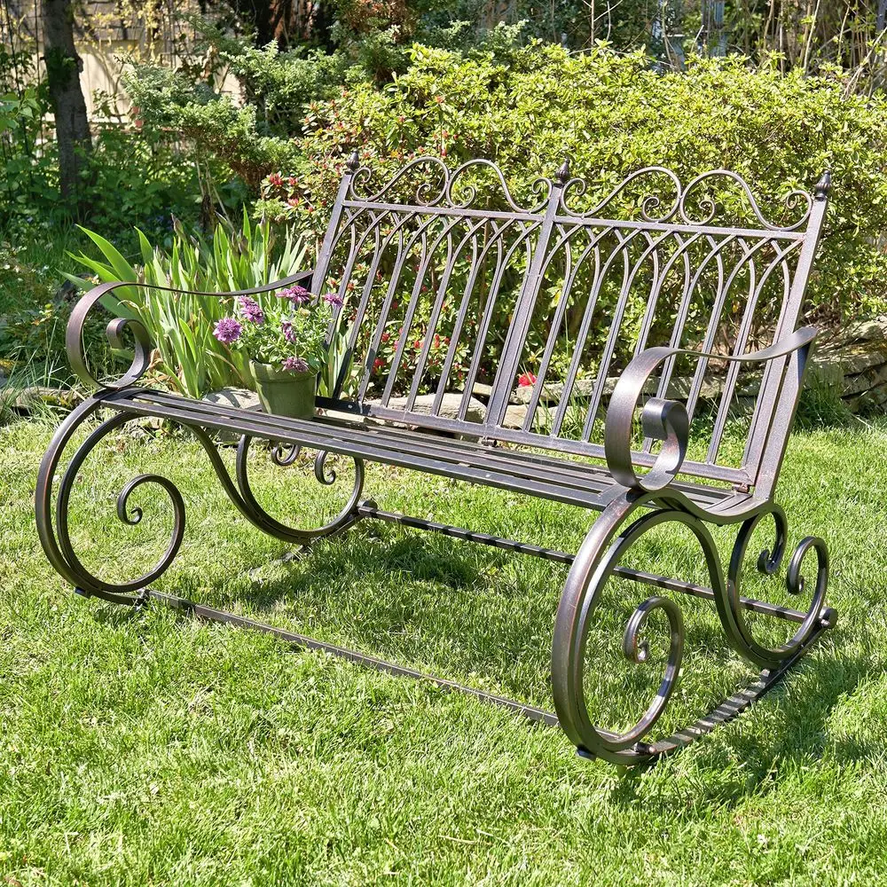 Outdoor Metal Rocking Bench Bench, Bronze
Outdoor Metal Rocking Bench Bench, Bronze