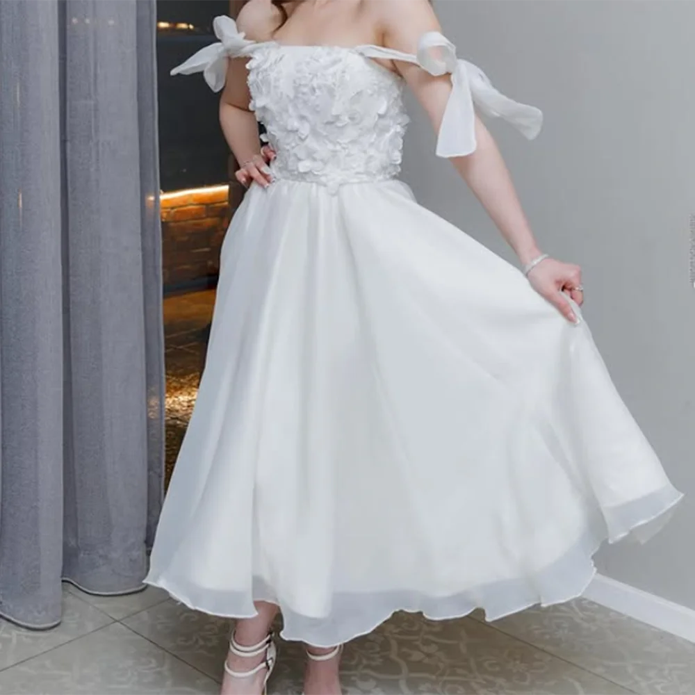 Customized White A-Line Prom Dresses Tea-Length Strapless Sleeveless Evening Gown Simple Draped Fashion Bow Backless Party Gown
Customized White A-Line Prom Dresses Tea-Length Strapless Sleeveless Evening Gown Simple Draped Fashion Bow Backless Party Gown