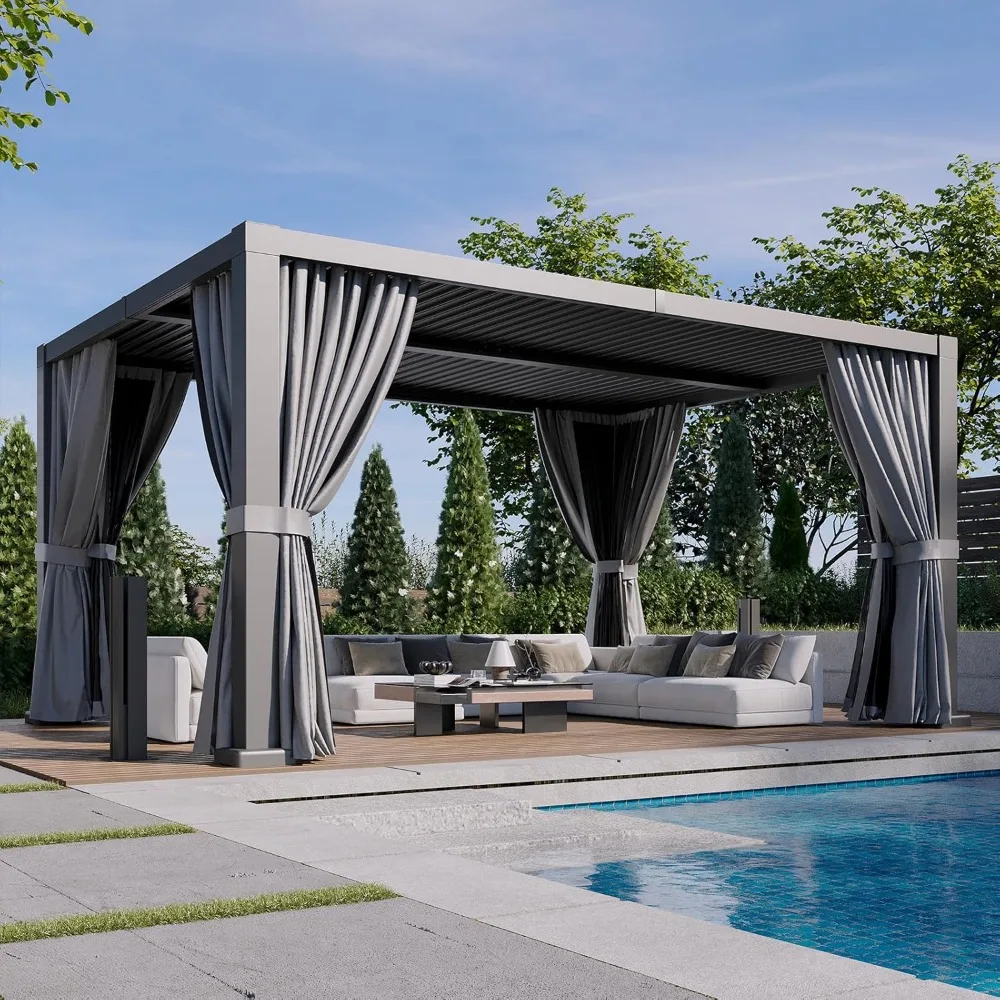 12 'x 16' outdoor aluminum pergola with adjustable roof, waterproof curtains and mesh, deck, garden louvered pergola
12 'x 16' outdoor aluminum pergola with adjustable roof, waterproof curtains and mesh, deck, garden louvered pergola