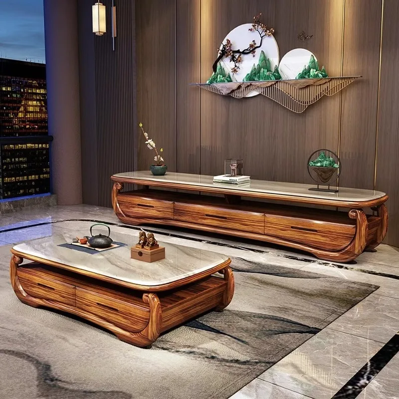 New Chinese ebony marble coffee table, TV cabinet
New Chinese ebony marble coffee table, TV cabinet