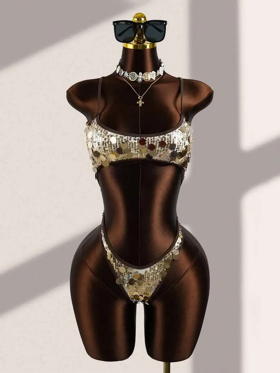 Women Sequin Patchwork Hollow Out Backless One Piece Swimsuit
Women Sequin Patchwork Hollow Out Backless One Piece Swimsuit