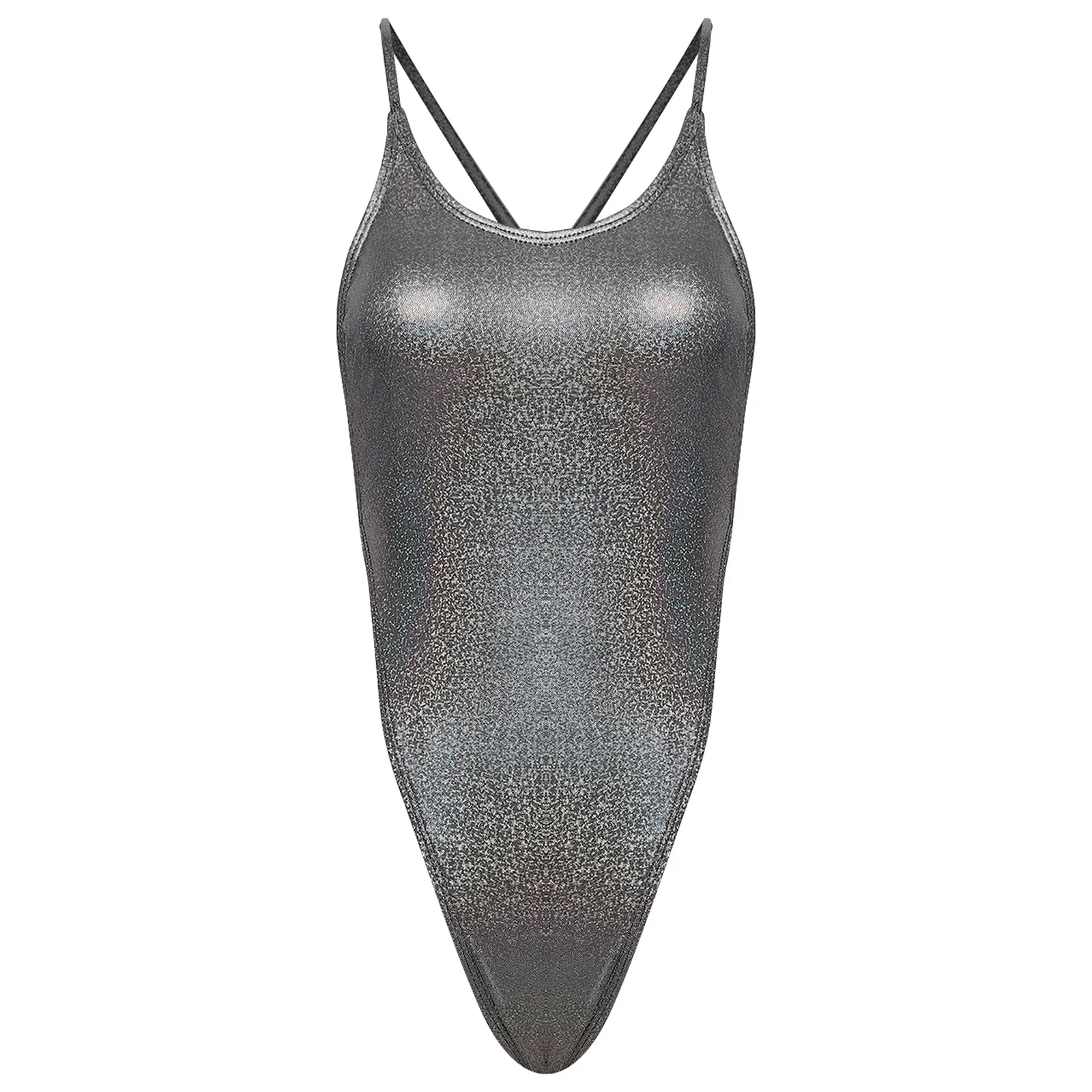 Womens Metallic Shiny One-piece Bathing Suit with Chest Pads Crossing Straps Backless High-cutting Bodysuit Beach Pool Swimwear
Womens Metallic Shiny One-piece Bathing Suit with Chest Pads Crossing Straps Backless High-cutting Bodysuit Beach Pool Swimwear