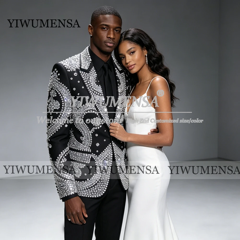 Exquisite Rhinestones Beaded Wedding Tuxedo For Man Sliom Fit Single Breasted Jacket Pants 2 Piece Sets Groom Suit Customized
Exquisite Rhinestones Beaded Wedding Tuxedo For Man Sliom Fit Single Breasted Jacket Pants 2 Piece Sets Groom Suit Customized