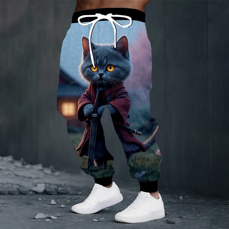 3D printed Japanese samurai cat pattern sweatpants, men's fashionable street style long sweatpants, casual sweatpants
3D printed Japanese samurai cat pattern sweatpants, men's fashionable street style long sweatpants, casual sweatpants