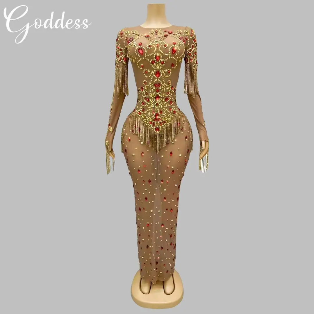 Sparkly Rhinestones Fringes Wome's Long Dress Birthday Party Wedding Prom Sexy Evening Dress Dance Costume Sexy Show Stage Wear
Sparkly Rhinestones Fringes Wome's Long Dress Birthday Party Wedding Prom Sexy Evening Dress Dance Costume Sexy Show Stage Wear