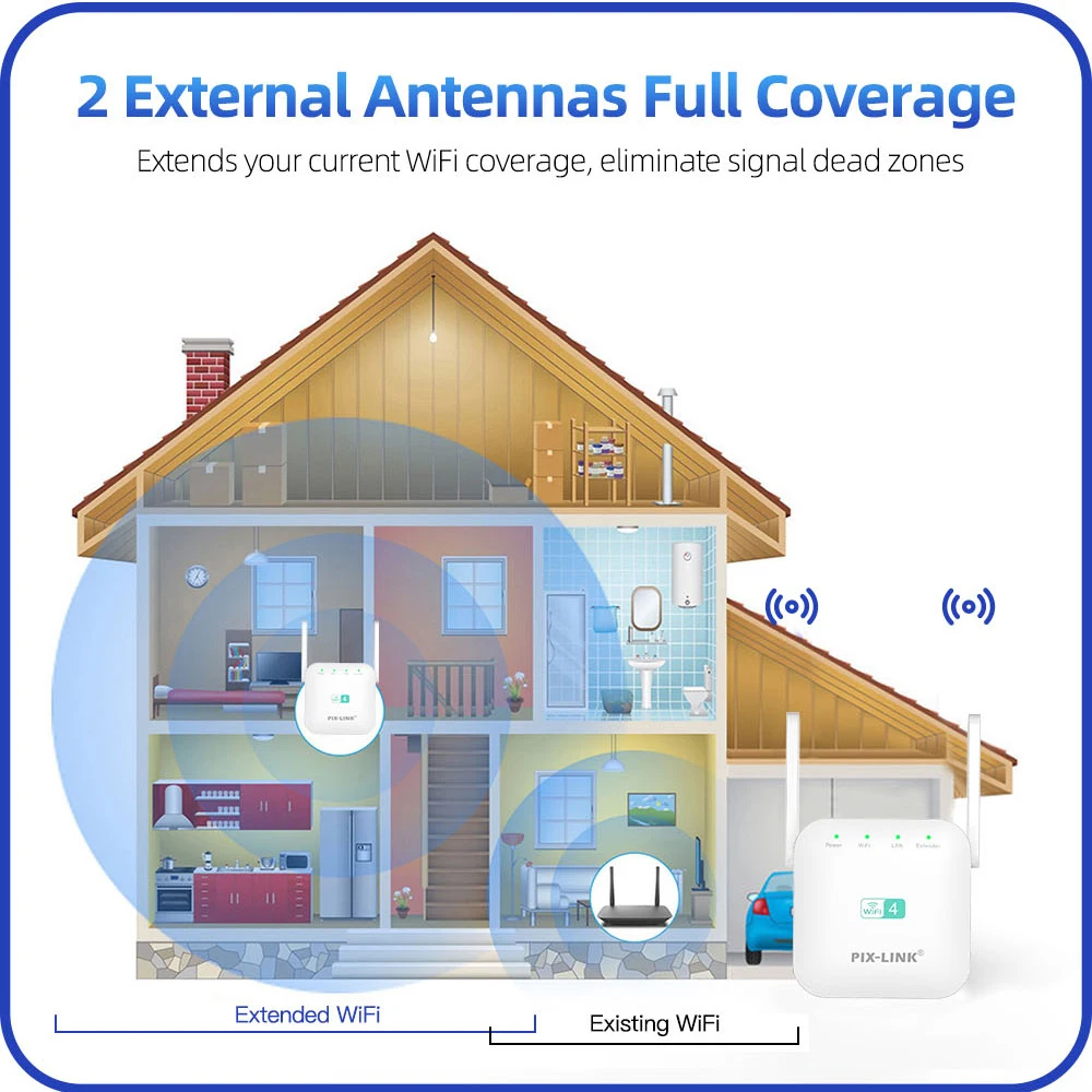  PIX-LINK WR51Q 2.4GHz Wireless Signal Expander 300Mbps Wall-Piercing WiFi Amplifier With Eliminate Network Blind Spots Workpl
PIX-LINK WR51Q 2.4GHz Wireless Signal Expander 300Mbps Wall-Piercing WiFi Amplifier With Eliminate Network Blind Spots Workpl