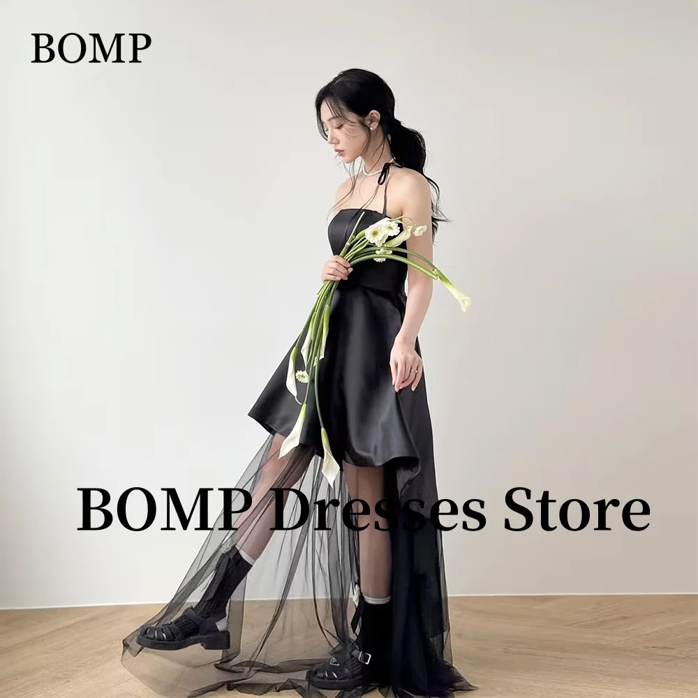 BOMP Black Evening Party Dresses Side Slit Sleveless A-Line Gowns Halt Bow Korea Wedding Dress Photo Shoot Customized
BOMP Black Evening Party Dresses Side Slit Sleveless A-Line Gowns Halt Bow Korea Wedding Dress Photo Shoot Customized