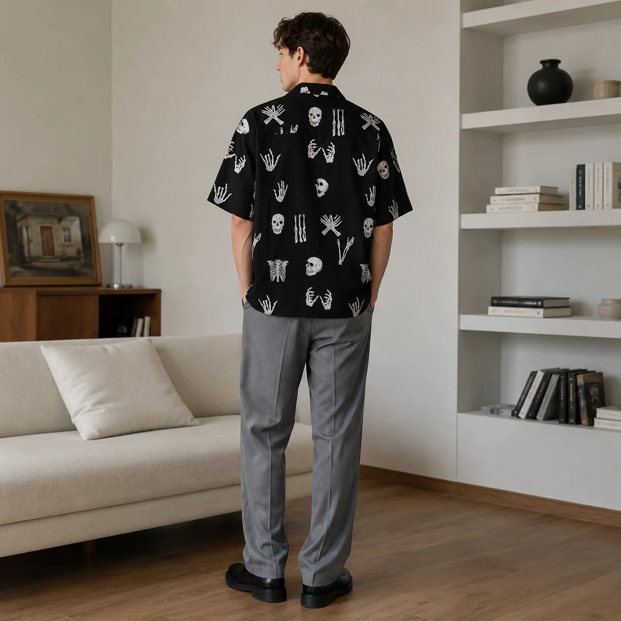 Men's Gothic Skull Print Hawaiian Shirt Summer Casual Short Sleeve Streetwear Loose Fit Beach Shirt 2026 New
Men's Gothic Skull Print Hawaiian Shirt Summer Casual Short Sleeve Streetwear Loose Fit Beach Shirt 2026 New