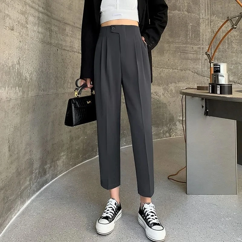 High Waist Narrow Wide-Leg Pants Draping Effect Tight Waist Straight-Leg Pants Classic Women's Trousers Commuter Gray Suit Pants
High Waist Narrow Wide-Leg Pants Draping Effect Tight Waist Straight-Leg Pants Classic Women's Trousers Commuter Gray Suit Pants