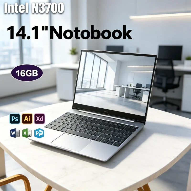 Portable 14.1 Inch Light Notebook Intel N3700 CPU, Dual 16GB/32GB Memory, Windows 11 System for Routine Work and Daily Life
Portable 14.1 Inch Light Notebook Intel N3700 CPU, Dual 16GB/32GB Memory, Windows 11 System for Routine Work and Daily Life