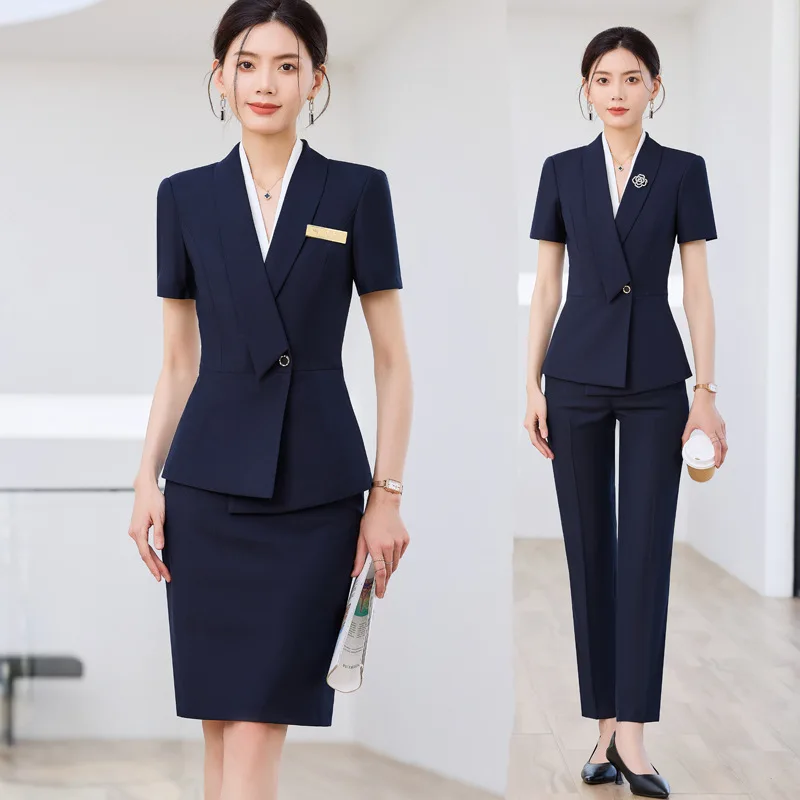 Women's lightweight summer suit2025New high-end professional short-sleeve workwear for hotel managers and jewelry store staff
Women's lightweight summer suit2025New high-end professional short-sleeve workwear for hotel managers and jewelry store staff
