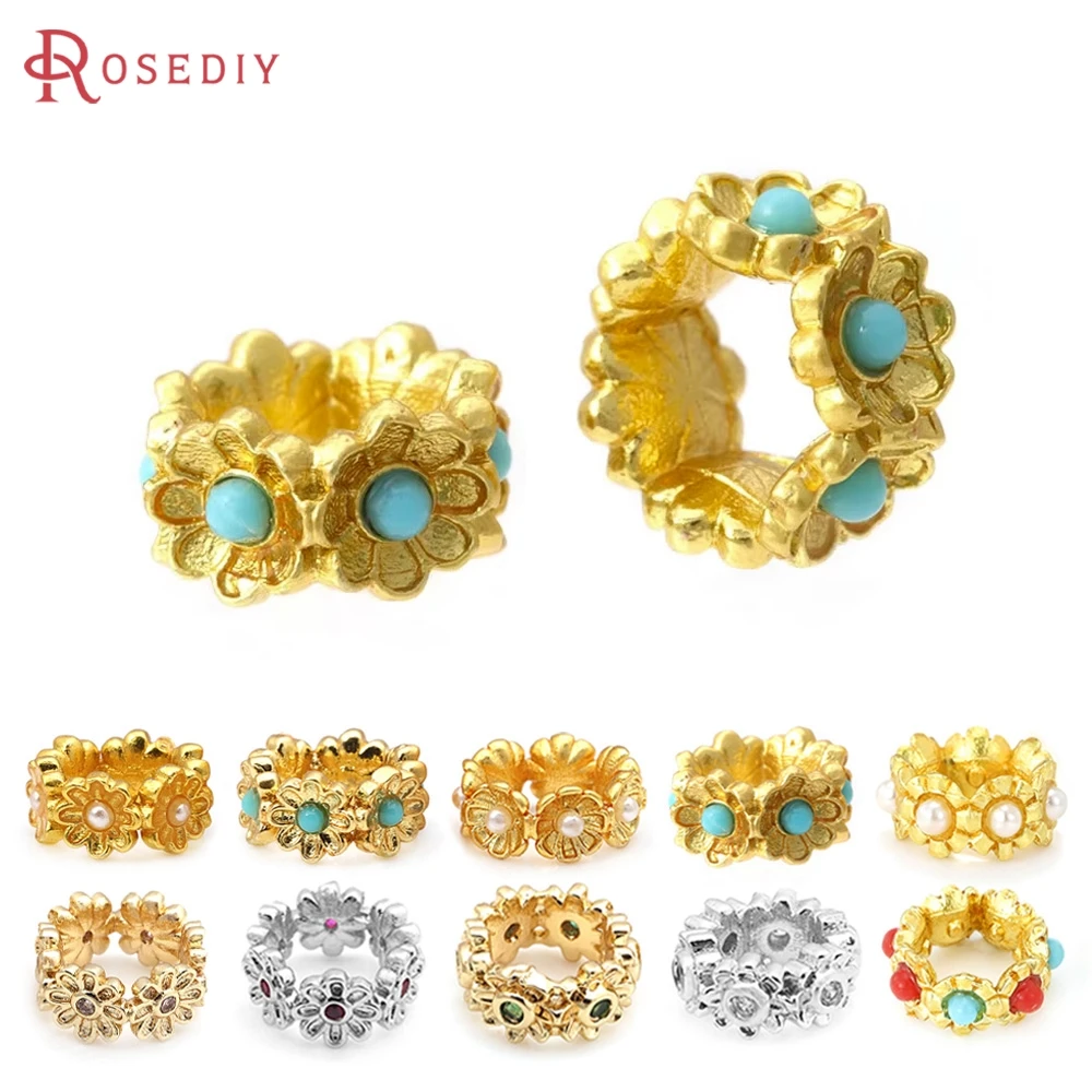 18K Gold Color Brass Zircon Flower Large Hole Spacer Beads Bracelet Beads High Quality Jewelry Making Supplies Necklace Earrings
18K Gold Color Brass Zircon Flower Large Hole Spacer Beads Bracelet Beads High Quality Jewelry Making Supplies Necklace Earrings