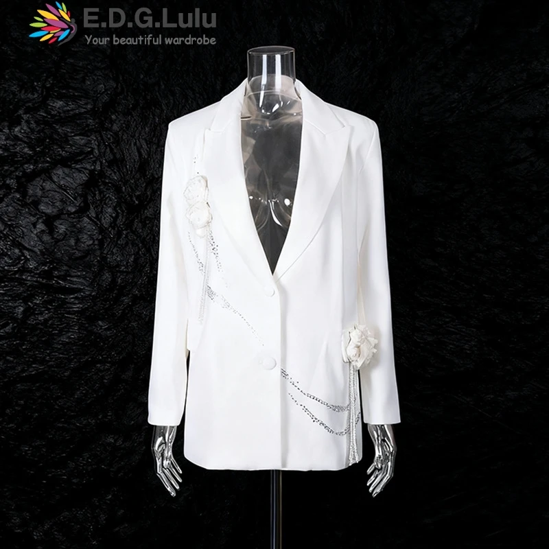 EDGLuLu Woman Clothes Design 3d Flower Splicing Suit Jacket Ladies Turn-Down Collar Long Sleeves White Black Blazer Coat 1103
EDGLuLu Woman Clothes Design 3d Flower Splicing Suit Jacket Ladies Turn-Down Collar Long Sleeves White Black Blazer Coat 1103